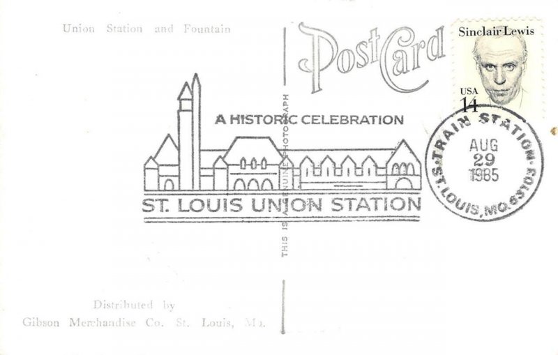 RPPC Union Railroad Station Fountain ST. LOUIS, MO Depot c1940s Vintage Photo