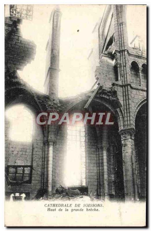 Old Postcard Cathedral Soissons Top Great Breche