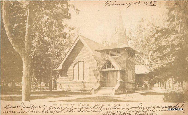 1907  Alameda California St Peter's Chapel Mare Island RPPC Real Photo 6322