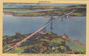 Rhode Island Newport Monut Hope Bay and Mount Hope Bridge Curteich