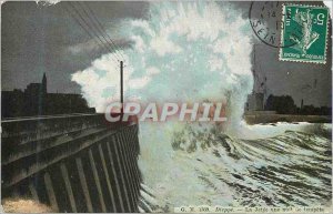 Old Postcard Dieppe la Jetee a Night Storm