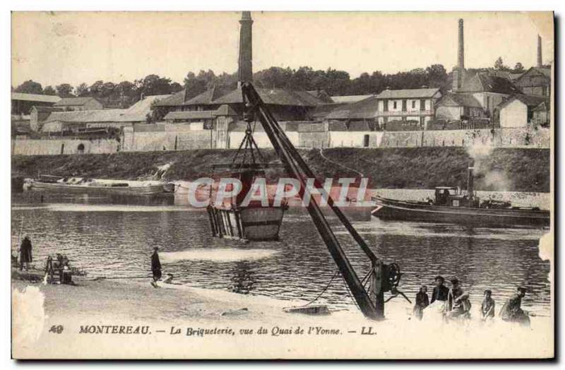 Old Postcard Pottery Ceramic Montereau Brickyard view of the dock of & # 39Yonne
