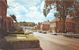 Peterborough New Hampshire~Street Scene~Classic Cars Parked~Lampposts~Postcard