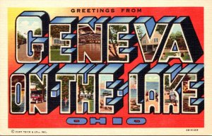 Ohio Greetings From Geneva On The Lake Large Letter Linen Curteich