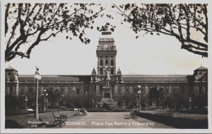 Argentina Rosario Plaza San Martin y Tribunales Vintage RPPC C133