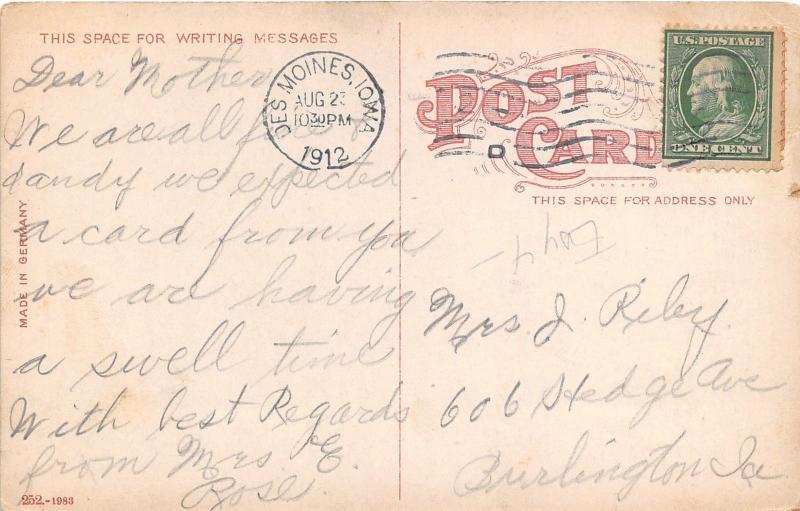 Des Moines Iowa~Savery Hotel~Buffet~Boy @ Street Corner~1912 Postcard