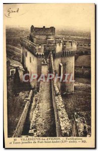 Old Postcard Villeneuve Avignon Fortifcations Twin Towers and Fort Saint Andr...