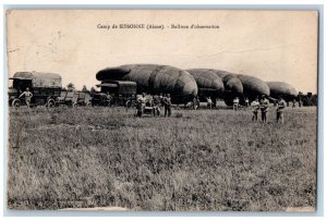 Camp De Sissonne (Aisne) France Postcard Observation Balloons Air Dirigible 1927