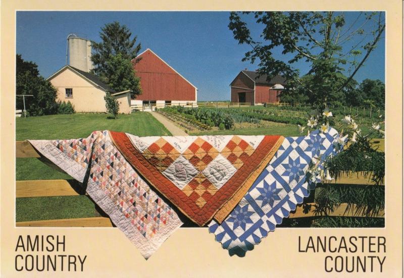 Amish Country, Lancaster County, Patch Quilts, unused Postcard