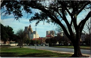 Skyline of Houston TX From Sam Houston Park c1957 Vintage Postcard F36