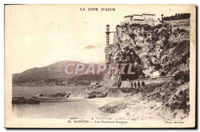 Old Postcard The French Riviera Menton Les Rochers Rouges