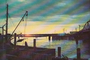 Virginia Chincoteague Island Commercial Fishing Boats Sunset Over The Channel