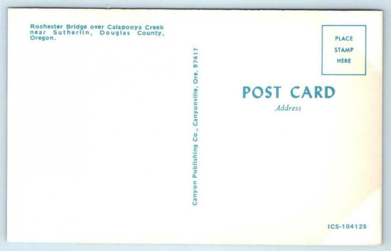 SUTHERLIN, Oregon OR ~ ROCHESTER COVERED BRIDGE & Reflection c1970s Postcard