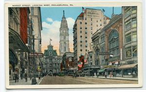 Market Street Scene Philadelphia Pennsylvania 1920c postcard