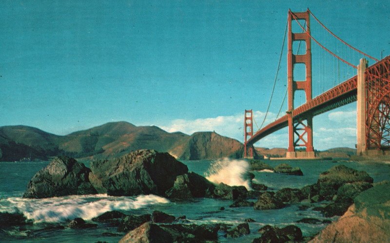 Vintage Postcard Golden Gate Bridge Tallest Largest Single Span San Francisco CA United States