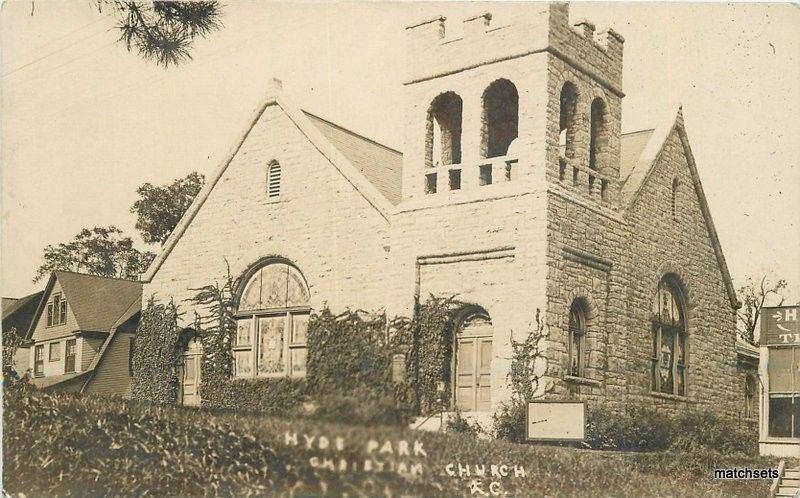 c1908 Hyde Park Christian Church Boston Massachusetts RPPC Real Photo 2431