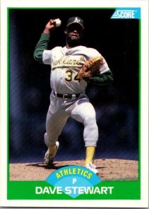 1989 Score Baseball Card Dave Stewart Oakland Athletics sk20829