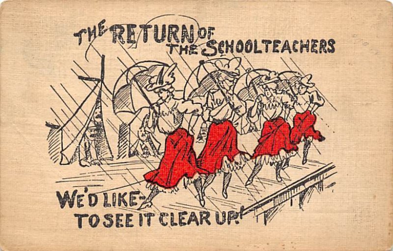 The Return of the Schoolteachers Cartoon Occupation, Teacher 1912 