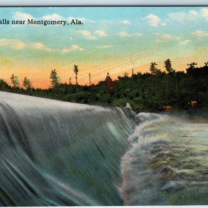 c1910s Tallassee, AL Falls Waterfall Near Montgomery Ala TJ Mattox Cigar PC A205