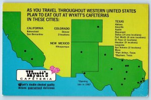 Albuquerque New Mexico Postcard Wyatt's Cafeteria Map Scene c1940's Vintage