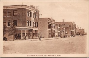 Redpath Street Lethbridge Alberta AB JJ Johnston Drug Store Unused Postcard H36