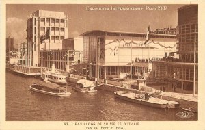 Postcard France Paris 1937 exposition Italy Switzerland Pavilions 23-10575