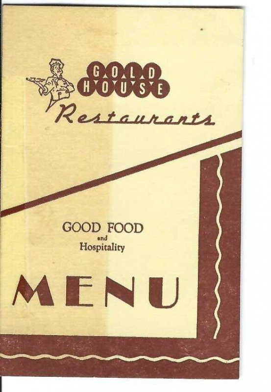 MK-044 FL, Starke, Gold House Restaurant Miniature Menu 1940's to 1950's Vintage