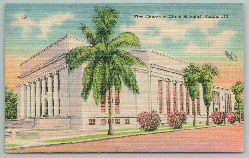 Miami Florida~First Church Of Christ Scientist~Vintage Postcard