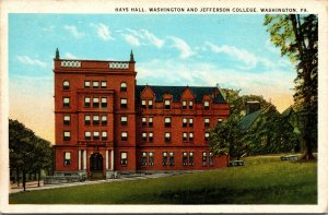 Vtg 1920's Hays Hall Washington and Jefferson College Pennsylvania PA Postcard