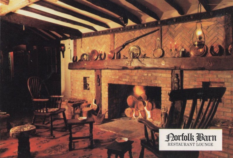 Norfolk Barn Restaurant Belton Great Yarmouth Fireside Postcard