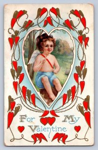 J93/ Valentine's Day Love Holiday Postcard c1910 Cupid Hearts 428