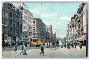 1910 Woodward Avenue Street Buildings Shoes Stores Detroit Michigan MI Postcard