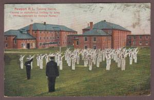 Newport Rhode Island Training Station 1909 Postcard Drilling by Arms