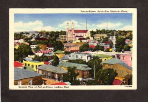 View Port au Prince Haiti  Church Linen Postcard