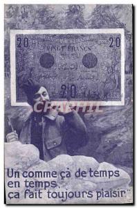 Old Postcard Soldier Bank Billet 20 Francs