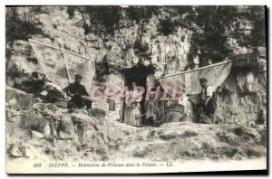 Postcard Old Pecheurs Dieppe home is in the cliff fishing