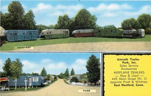 Postcard 1940s Connecticut Hartford Aircraft Trailer Park Kropp  24-104