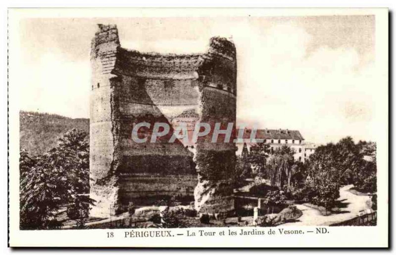 Perigueux - The Tower and Gardens Vesone - Old Postcard