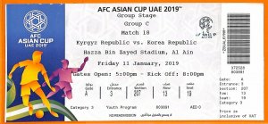 C2478-Old FOOTBALL MATCH TICKET- 2019 KYRGYZ REPUBLIC VS KOREA REPUBLIC-