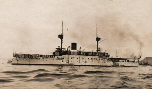 RPPC Photo Brazilian Navy Cruiser w/ Marshal Deodoro & Almirante Barroso c.1890s