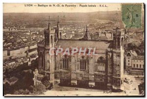 Old Postcard Lyon Basilica of Fourviere N D Facade Side