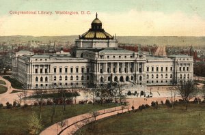 Vintage Postcard 1910's View of Congressional Library Washington D. C.