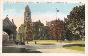 University of Pennsylvania College Hall Philadelphia PA 1920s postcard