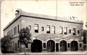 View of Central Fire Station, South Bend IN c1910 Vintage Postcard V50