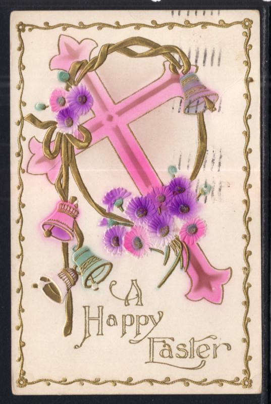 A Happy Easter Cross Flowers Bell