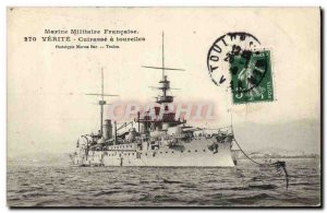 Postcard Old War Ship Truth Breastplate has turrets