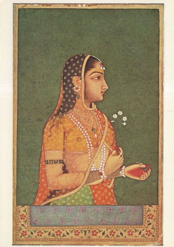Lucknow Lady With Narcissus Indian 1700s Painting Postcard