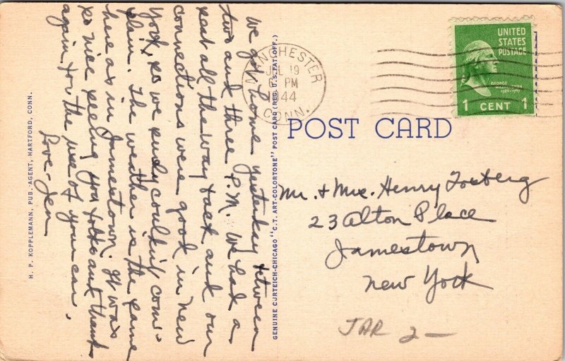 Aetna Life Insurance Company Ariel Buildings Linen WOB PM VTG Cancel Postcard 