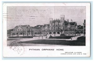 1908 Pythian Orphans' Home Decatur Illinois Springfield Antique Postcard 