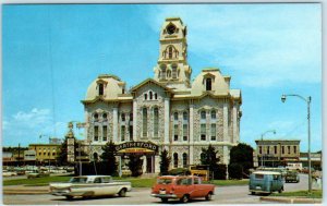 WEATHERFORD, Texas  TX ~ PARKER COUNTY COURT HOUSE  c1960s VW Bus   Postcard